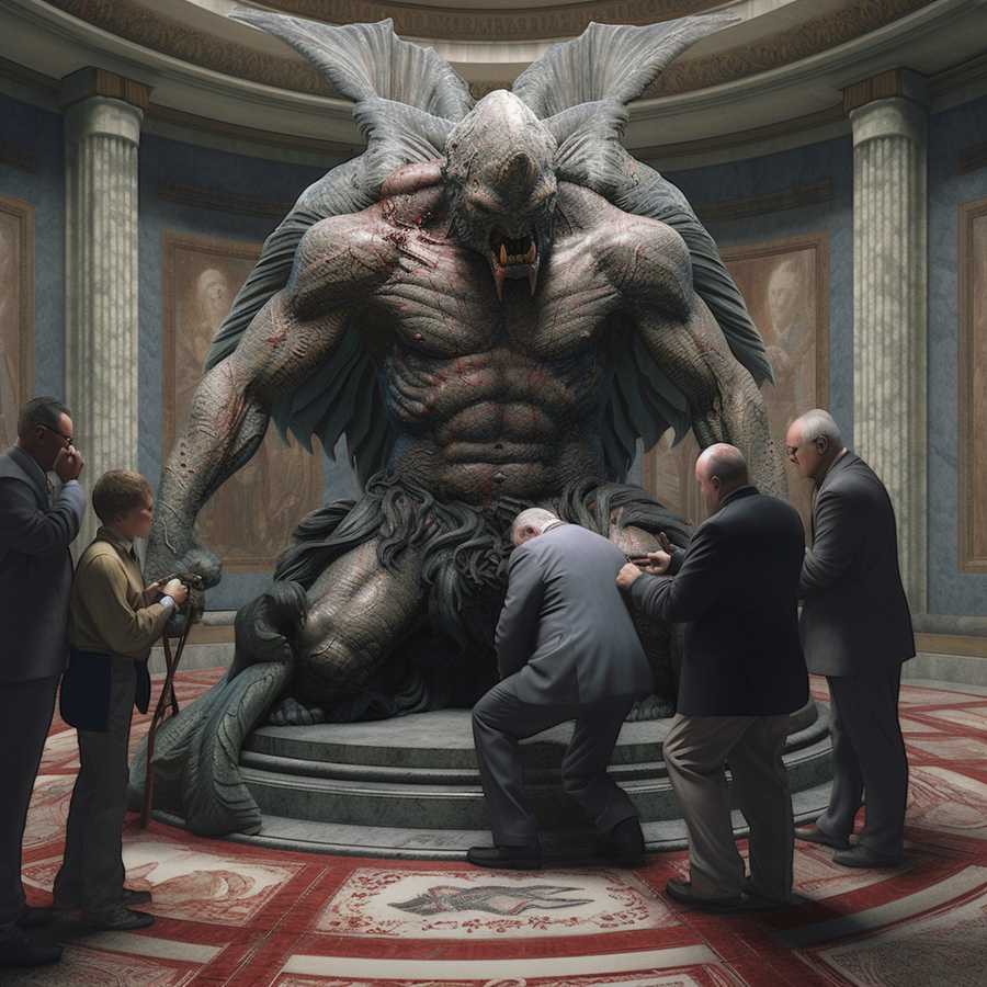 Politicians worshipping the god of war in the U.S. Capitol