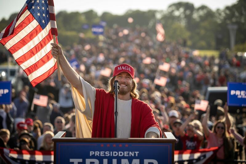 Republican Jesus with flag