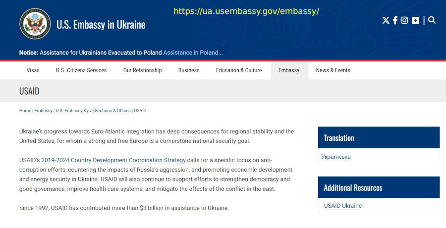 USAID gave $3 billion to Ukraine since 1992