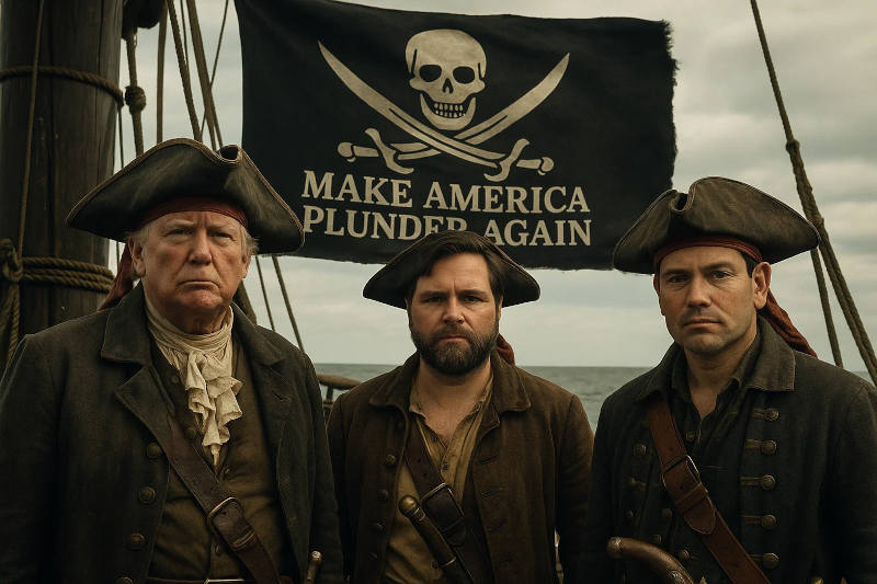 Trump, Vance, and Rubio as pirates